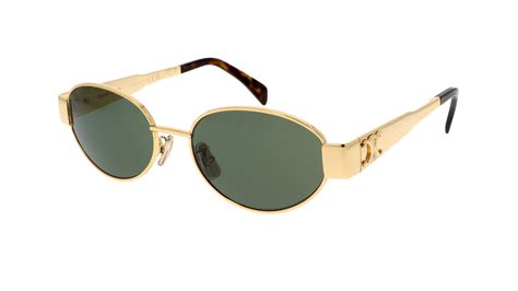 celine cl40235u triomphe gold metal frame green lenses sunglasses|Celine Triomphe Metal 01 Sunglasses Gold/Green .